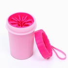 Лапомойка для средних собак с силиконовыми ворсинками 10×10×15 см, розовая - Фото 4