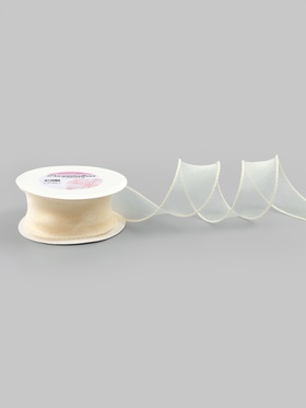 Лента капроновая «Волна», с блеском, 40 мм, 10±1 м, сливочная №3