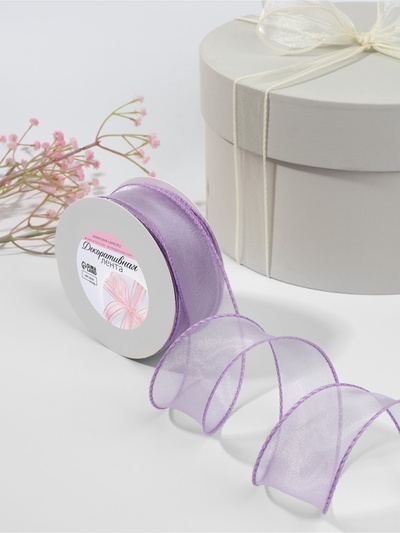 Лента капроновая «Волна», с блеском, 40 мм, 10±1 м, сиреневая №21
