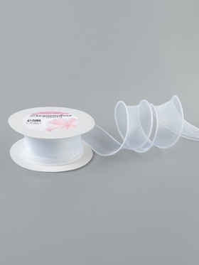 Лента капроновая «Волна», с блеском, 40 мм, 10±1 м, белая №29