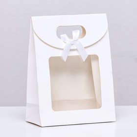 Коробка-пакет, с окном, белый, 16 х 12 х 6 см
