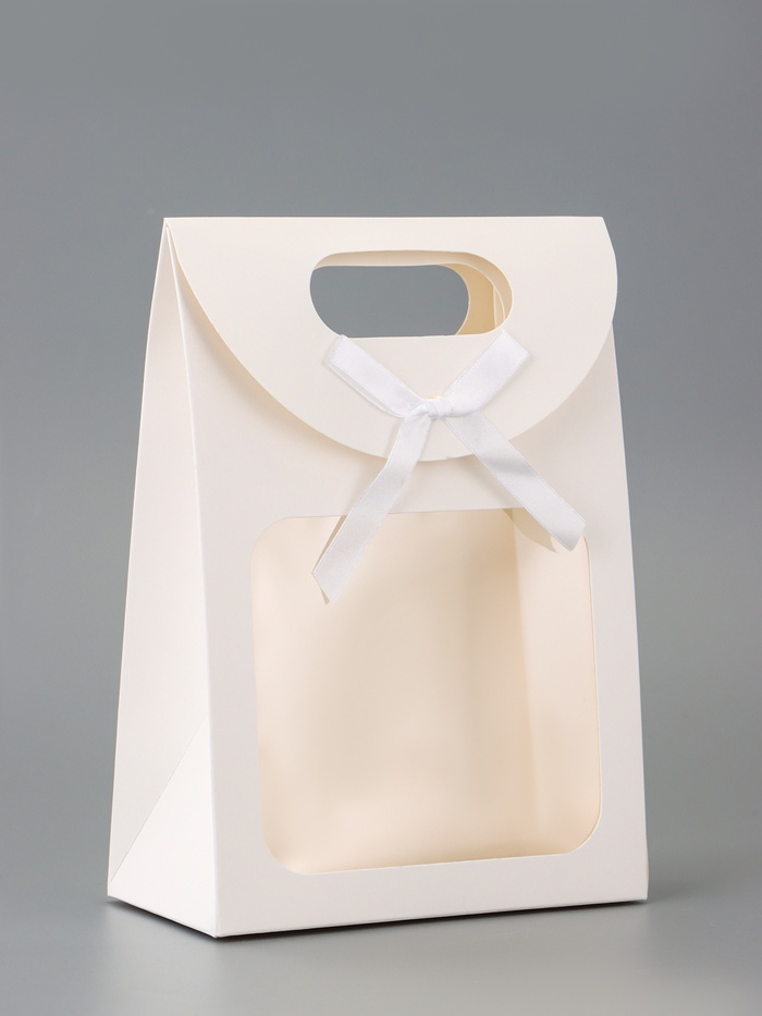 Коробка-пакет, с окном, белый, 20×14×7 см - Фото 1