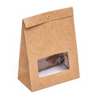 Коробка-пакет, крафт с окном, 20 х 15 х 8 см - Фото 3