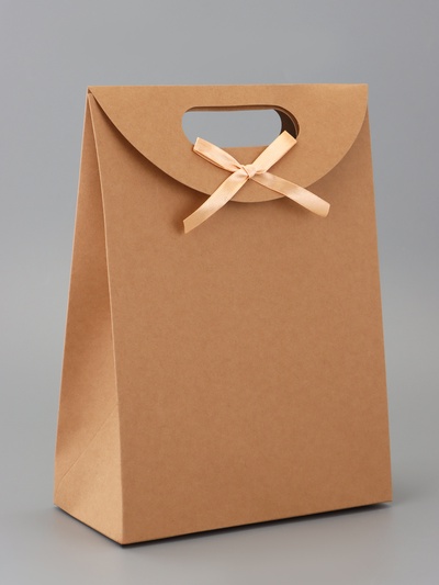 Коробка - пакет с ручкой, крафт, 26×19×9 см