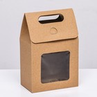 Коробка-пакет с окном, крафт, 15 х 10 х 6 см - фото 320572508