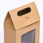 Коробка-пакет с окном, крафт, 15 х 10 х 6 см - Фото 4