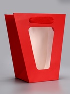 Пакет-переноска для цветов 10×10×20×18 см, красный - Фото 2