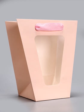 Пакет - переноска для цветов 10?10?20?18 см, розовый (комплект 12 шт)