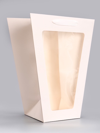 Пакет-переноска для цветов 18×14×35×28 см, белый