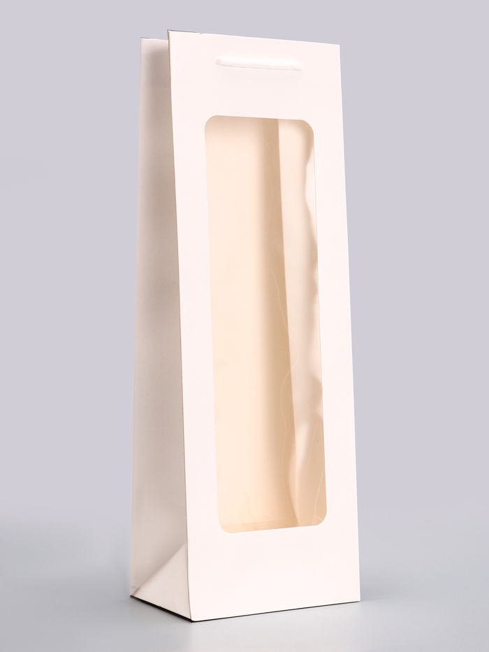 

Пакет под бутылку с PVC окном, 12,5 × 8,5 × 36 см, белый