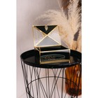 Шкатулка стекло с металлическим каркасом "Бабочка и лист" чёрная дымка 18,7х14,6х9 см - фото 9060212