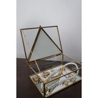 Шкатулка стекло, кожзам с металлическим каркасом "Треугольник" белая 18,8х14,7х6,6 см - фото 9060214