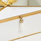 Шкатулка стекло, кожзам с металлическим каркасом "Бабочка" белая 24х16,5х8 см - фото 23237521