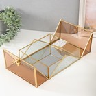 Шкатулка стекло с металлическим каркасом "Золотые лебеди" квадрат карамель 24х22х11 см - фото 23237529