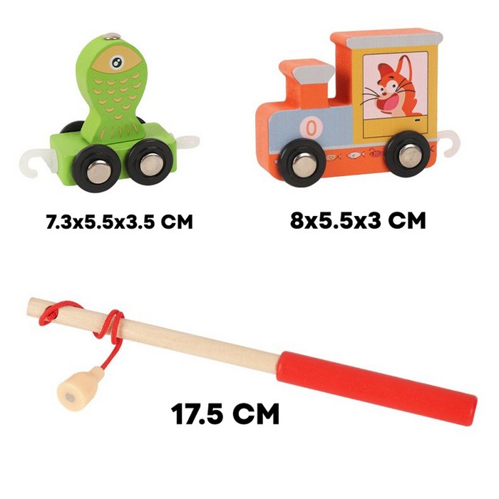 Детская деревянная игрушка 2 в 1 Конструктор + рыбалка "Путешествие" 21.5х4.5х18 см