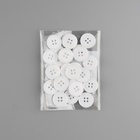 Набор пуговиц, 4 прокола, d = 15 мм, 25 шт, цвет белый - фото 24190117