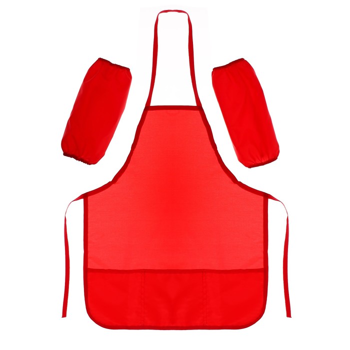 Фартук для труда + нарукавники Calligrata, 550×440/250×160 мм, размер M (рост 122-158), красный - Фото 1
