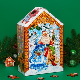 Подарок в картонной упаковке "Мастерская Деда Мороза". Набор конфет 1000гр + Конструктор Пол 1005241