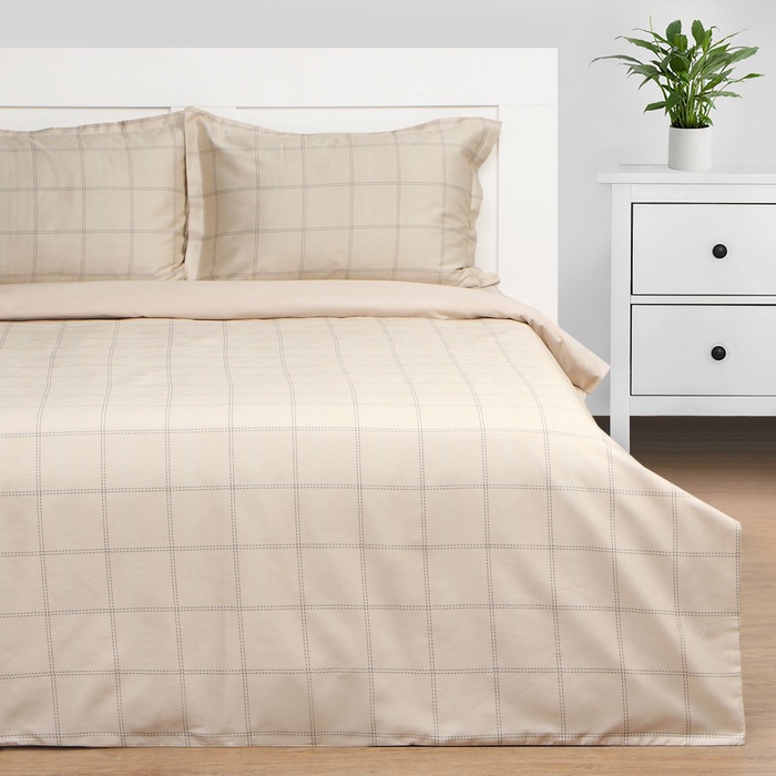 Постельное бельё 1.5-спальное «Этель» Cage, мако-сатин, бежевое