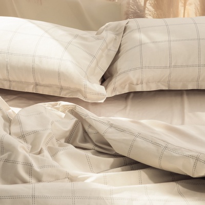 Постельное бельё евро «Этель» Cage: beige, мако-сатин