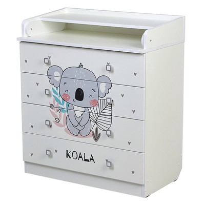Комод пеленальный детский Фея 1580 «Коала», 80×47×92 см, 4 ящика, белый