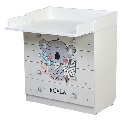 Комод пеленальный детский Фея 1580 «Коала», 80×47×92 см, 4 ящика, белый