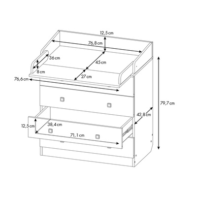 Комод пеленальный детский Фея 1580 «Коала», 80×47×92 см, 4 ящика, белый