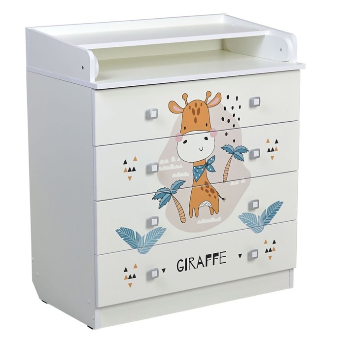 Комод пеленальный детский Фея 1580 «Жирафик», 80×47×92 см, 4 ящика, белый - Фото 1
