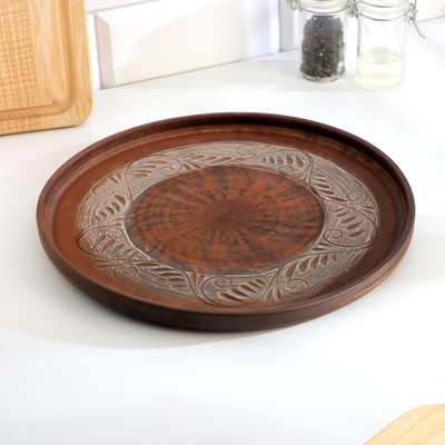 Блюдо для пиццы «Орнамент», 28×2.5 см, красная глина