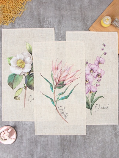 Набор полотенец Этель «Цветочное настроение» 45×70 см - 3 шт., репс 167 г/м², хлопок