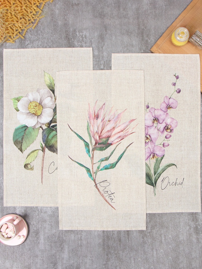 Набор полотенец Этель «Цветочное настроение» 45×70 см - 3 шт., репс 167 г/м², хлопок - Фото 1