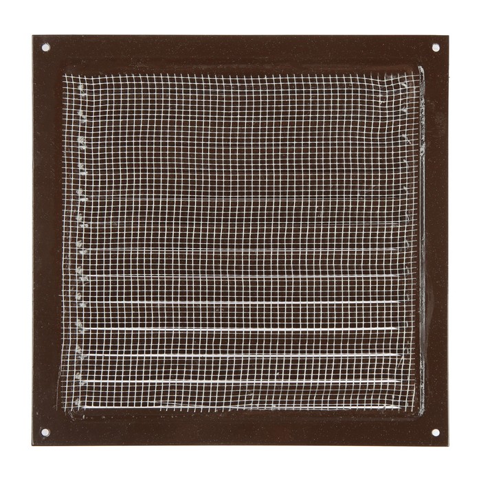 Решетка вентиляционная ZEIN Люкс РМ2525КР, 250 х 250 мм, с сеткой, металлическая, коричневая 1017893