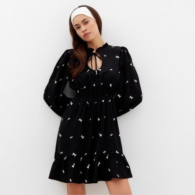 Платье мини женское с завязками MIST, размер 42, чёрное