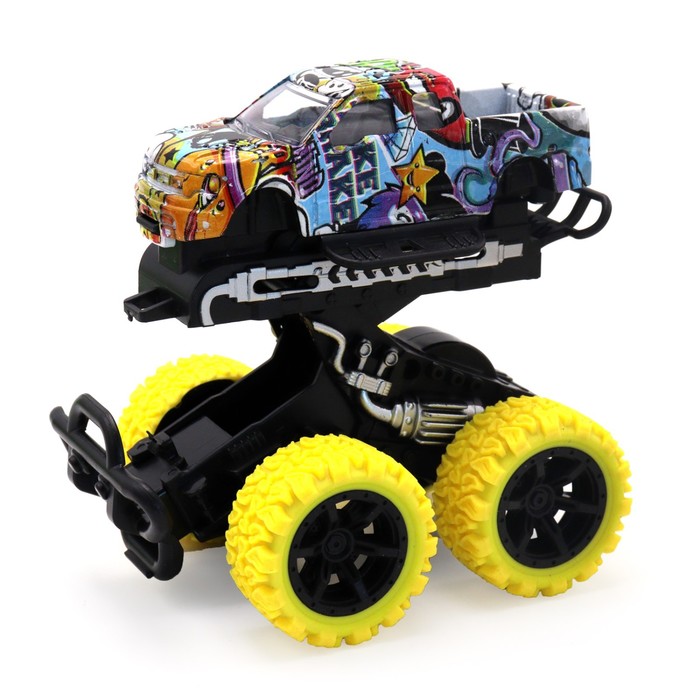 Инерционный пикап die-cast Funky Toys с жёлтыми колесами и краш-эффектом, 15.5 см