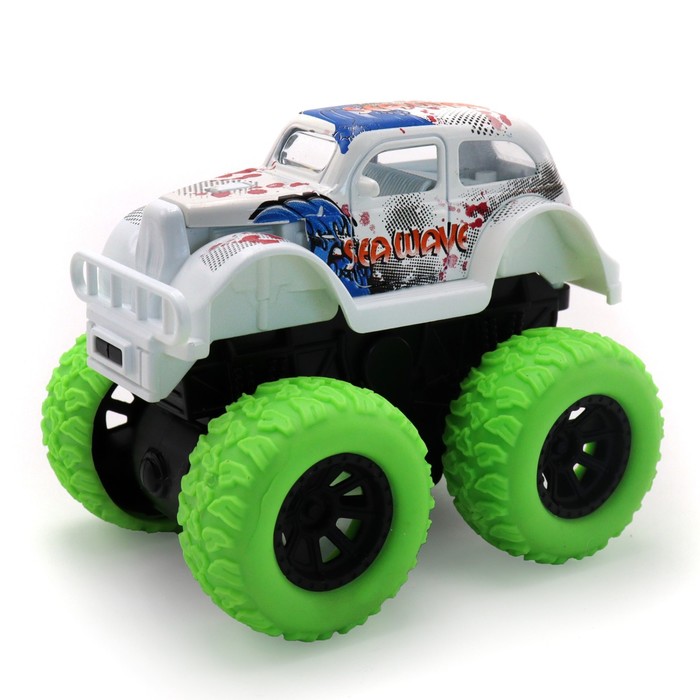 Инерционная машинка die-cast Funky Toys на полном приводе с зелёными колесами, 14.5 см