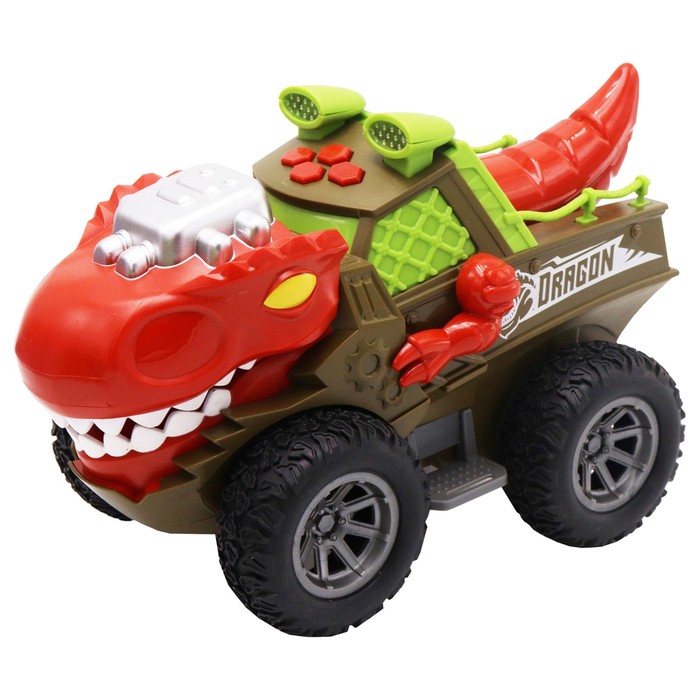 Машинка инерционная Funky Toys «Красный Тираннозавр», со светом и звуком - Фото 1