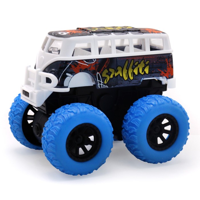 Инерционный автобус die-cast Funky Toys, на полном приводе с голубыми колесами, 14.5 см - Фото 1