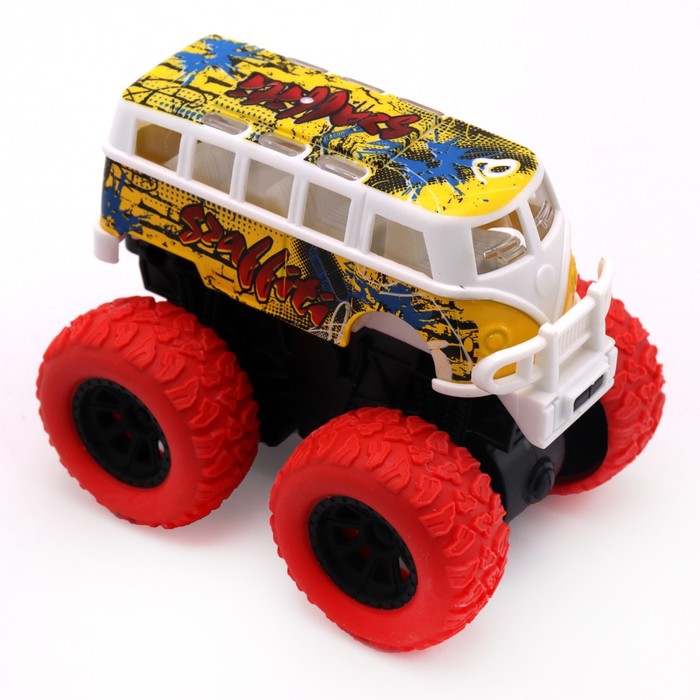Инерционный автобус die-cast Funky Toys, на полном приводе с красными колесами, 14.5 см - фото 1910868166