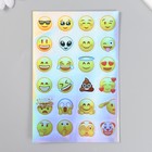 Голографические наклейки (стикеры) "Смайлики" 10х15 см, 5-227 - Фото 1