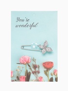 Булавка «Бабочка», 5 см, белая в серебре - Фото 2