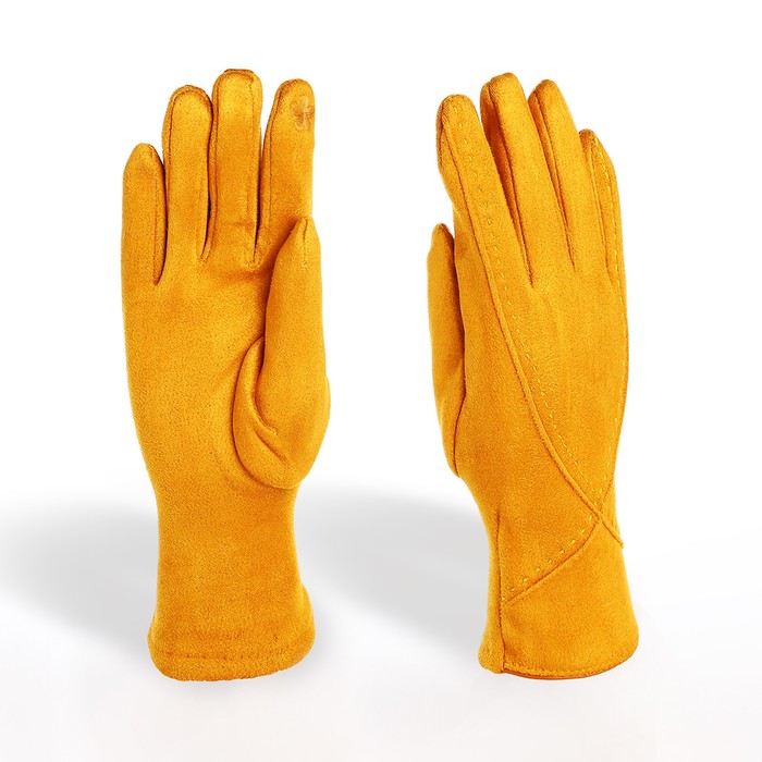 Перчатки женские, безразмерные, без утеплителя, цвет горчичный - Фото 1
