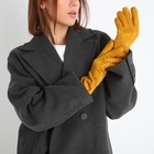 Перчатки женские, безразмерные, без утеплителя, цвет горчичный - Фото 4