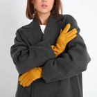 Перчатки женские, безразмерные, без утеплителя, цвет горчичный - Фото 5