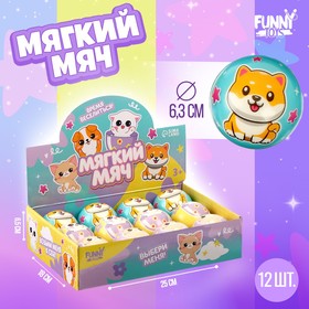 Мягкий мячик "Котики" 6,3см , в шоубоксе