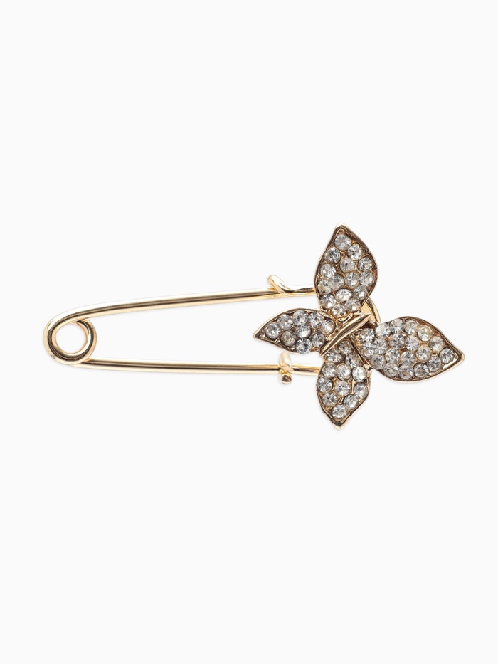 Булавка «Бабочка», 5 см, белая в золоте - Фото 1