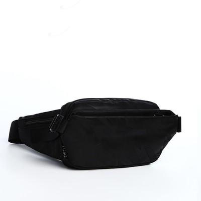 Сумка на одно плечо на молнии, с наружными карманами, 44×3×13 см, чёрная