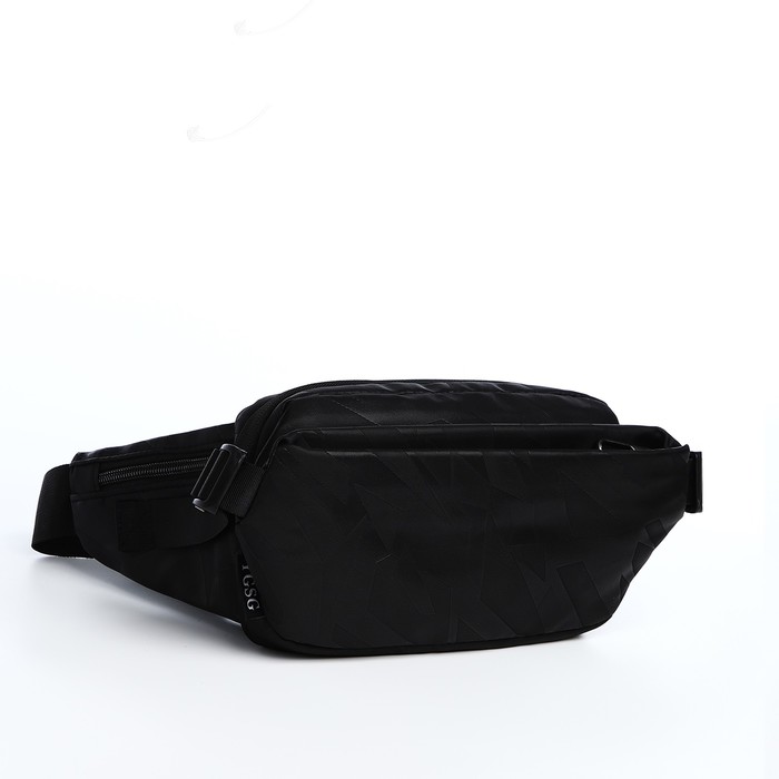 Сумка на одно плечо на молнии, с наружными карманами, 44×3×13 см, чёрная - Фото 1