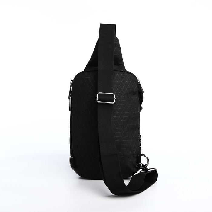 Рюкзак-слинг на молнии, 3 наружных кармана, цвет чёрный