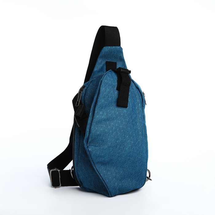 Рюкзак-слинг на молнии, 3 наружных кармана, цвет синий