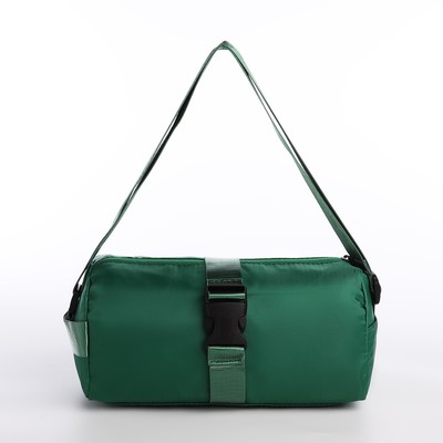 Сумка молодёжная на молнии, 25×12×12 см, зелёная